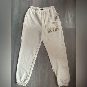 AC/DC Cream High Waisted Joggers Sweatpants size Medium